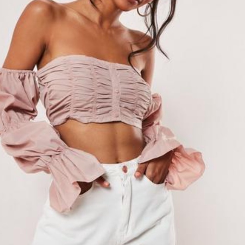 Blush ruched crop top